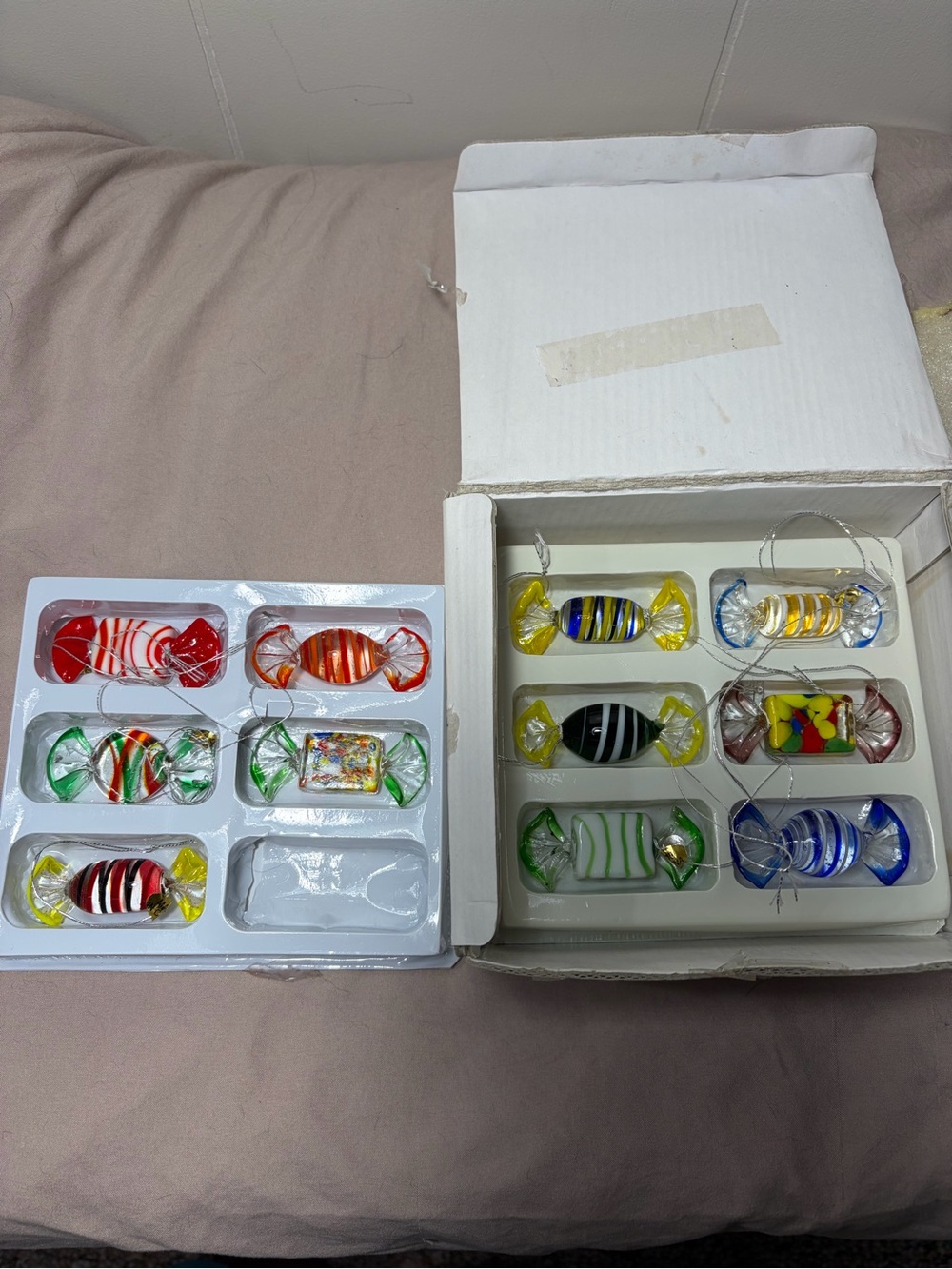 Assorted Colorful Glass Candy Ornaments - Pack of 11
